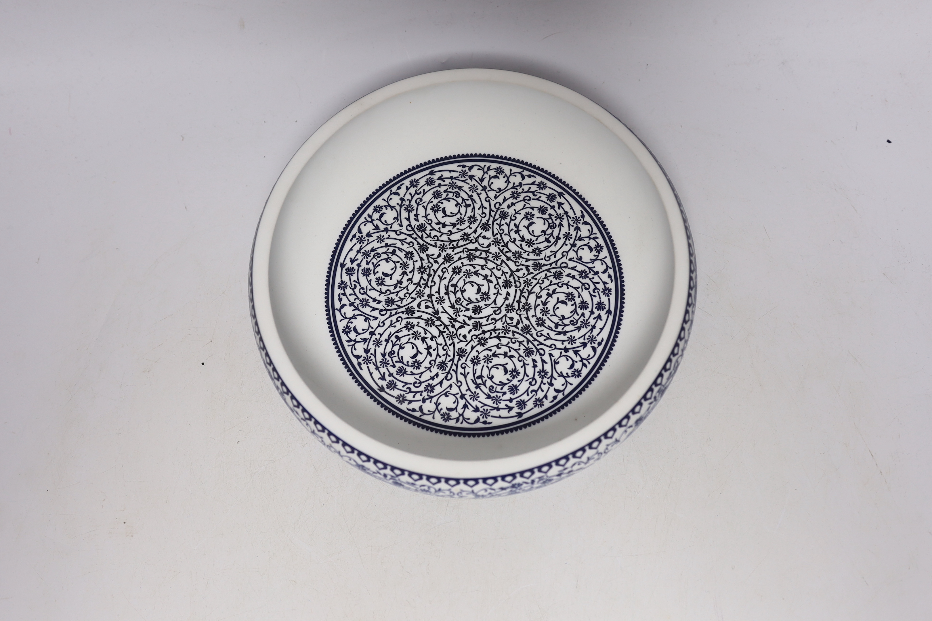 A limited edition Turkish blue and white bowl with certificate, 24cm in diameter